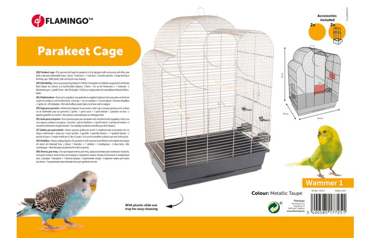 Flamingo Parkietenkooi Wammer 1 Metaal taupe Zwart