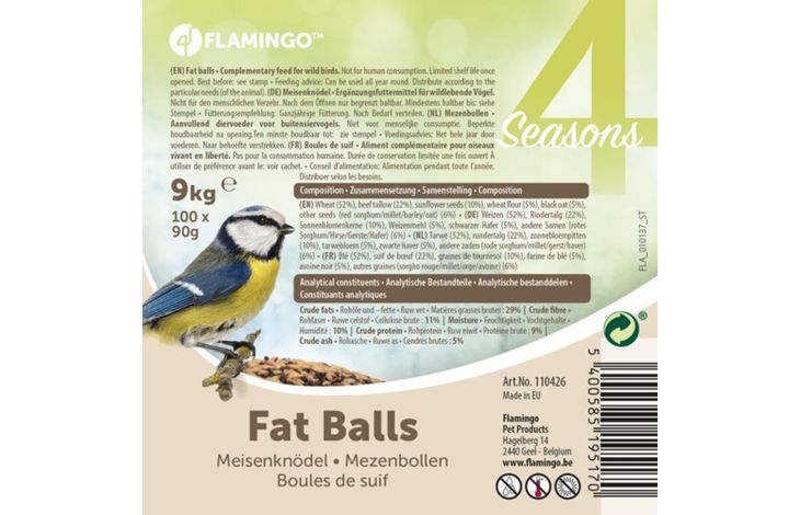 Flamingo Four Seasons  Fat balls with net - Birds living outdoors