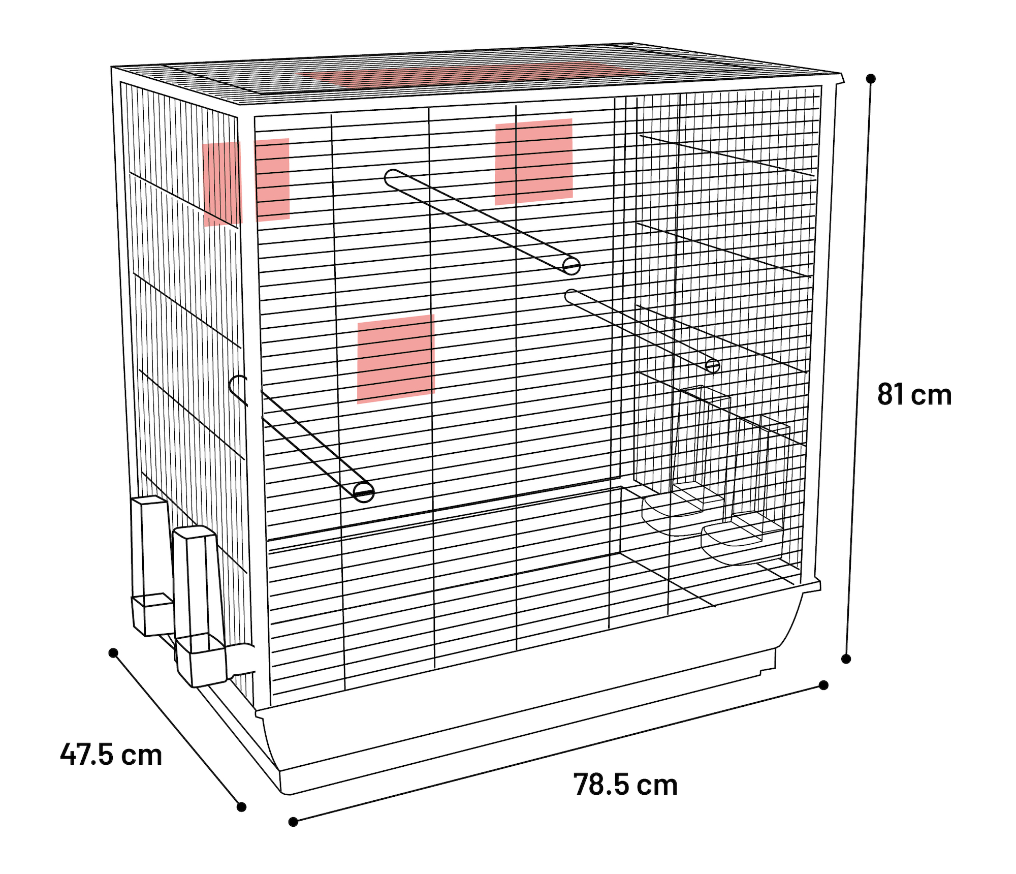 Flamingo Gabbia per parrocchetti Gru Nero