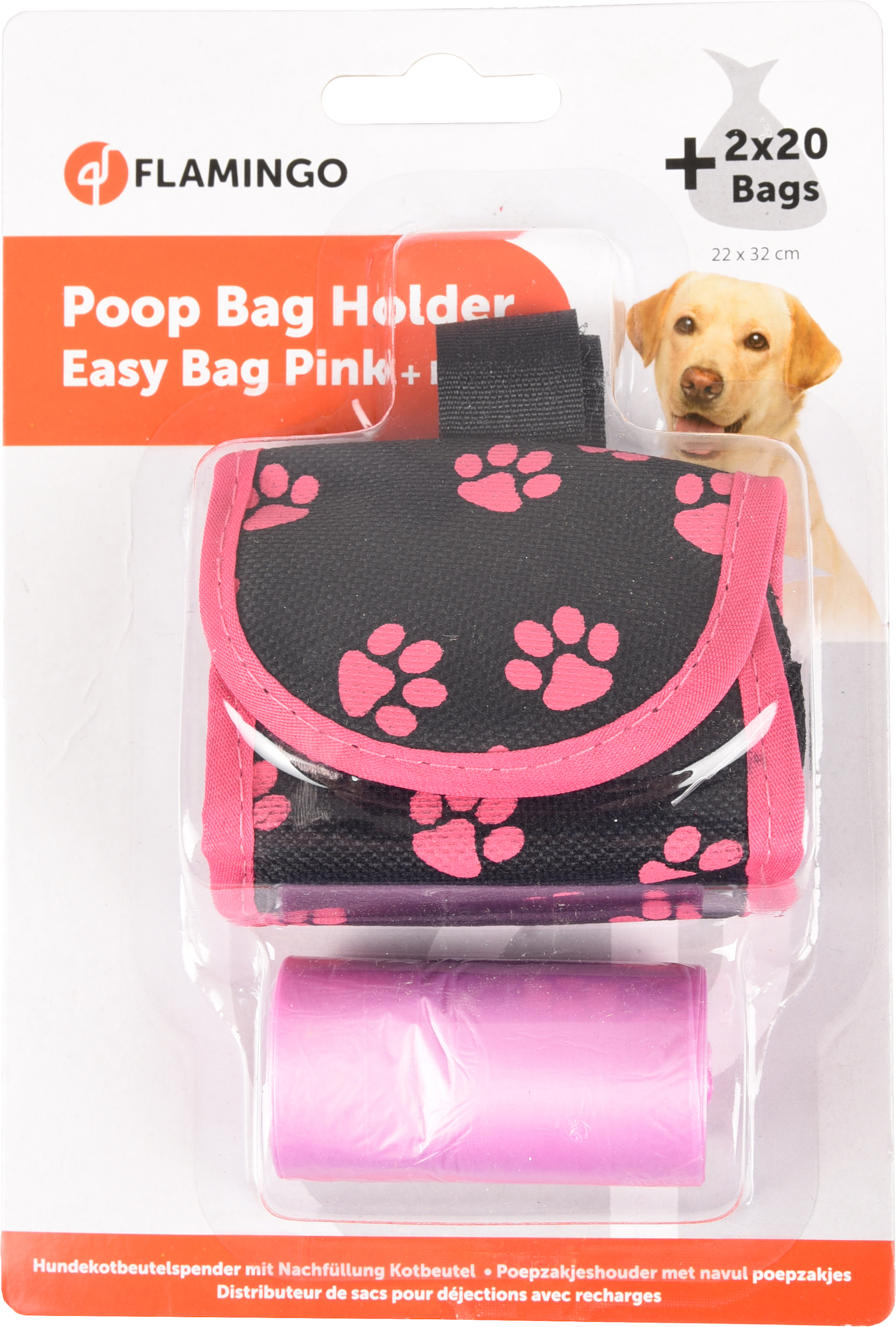 Pink poop outlet bag dispenser