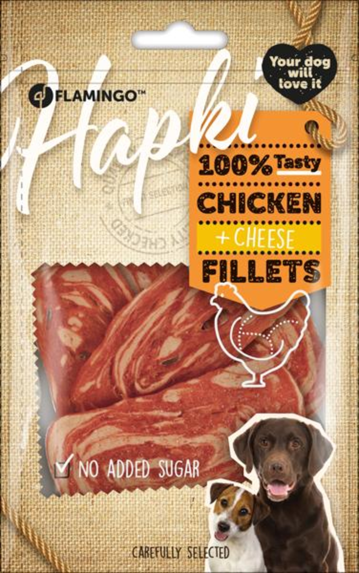 Flamingo Friandises Hapki Lanières avec poulet & Fromage 