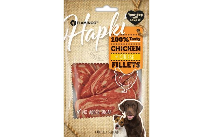 Flamingo Friandises Hapki Lanières avec poulet & Fromage 