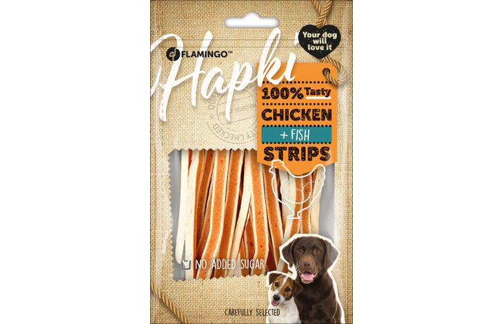 Flamingo Snacks Hapki Strisce con pollo & Pesce 