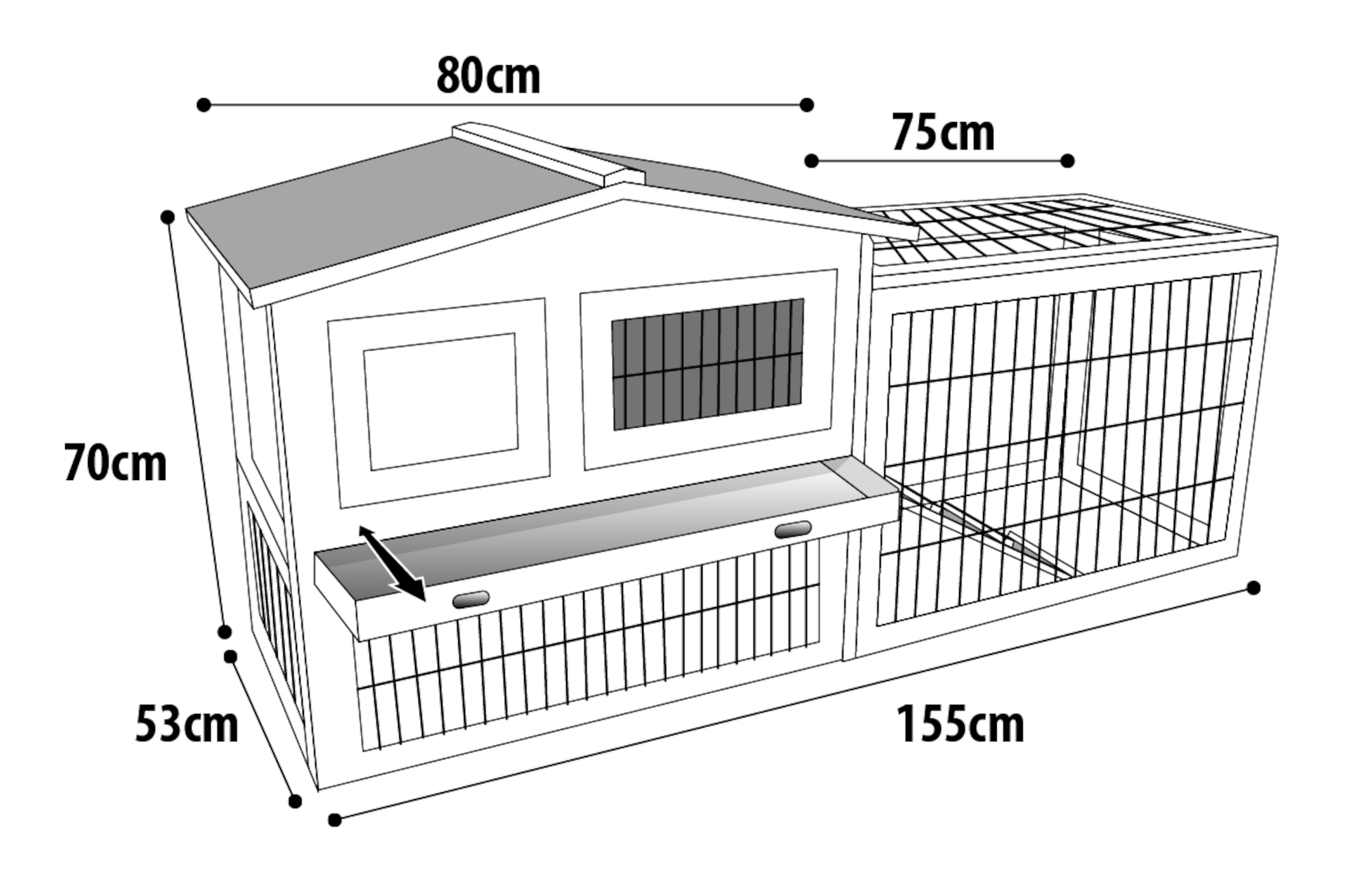 Flamingo Rabbit hutch Sunshine Cottage Grey