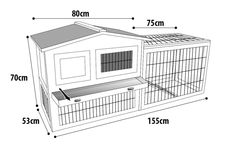 Flamingo Rabbit hutch Sunshine Cottage Grey