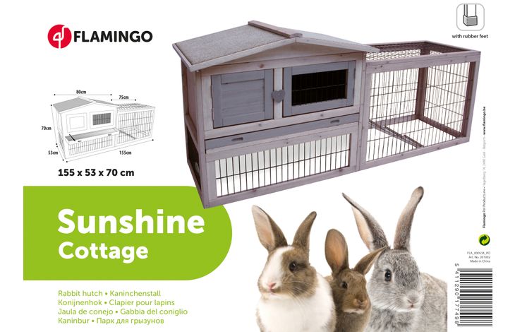 bouwer grens sap Konijnenhok Sunshine Cottage Grijs | 201902 | Flamingo Pet Products