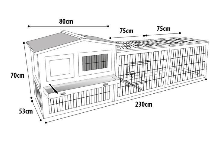 Flamingo Rabbit hutch Jumbo Cottage Grey