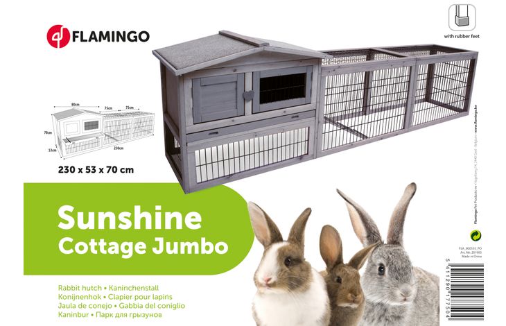 Dollar Treinstation Moskee Konijnenhok Jumbo Cottage Grijs | 201903 | Flamingo Pet Products
