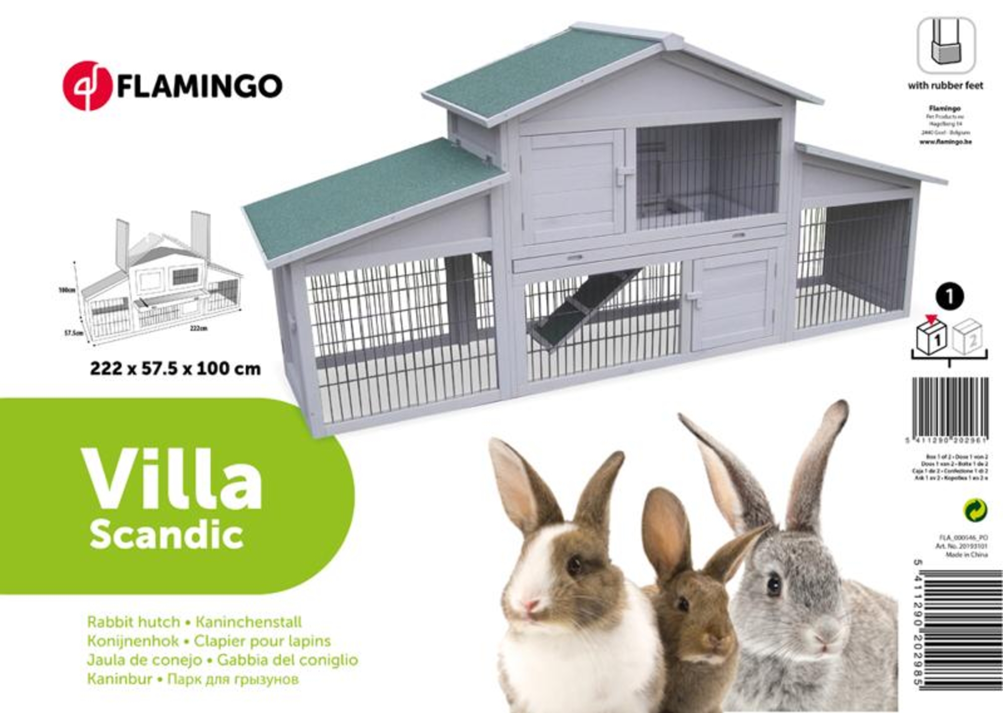 Flamingo Casetta per conigli Villa Scandic Grigio