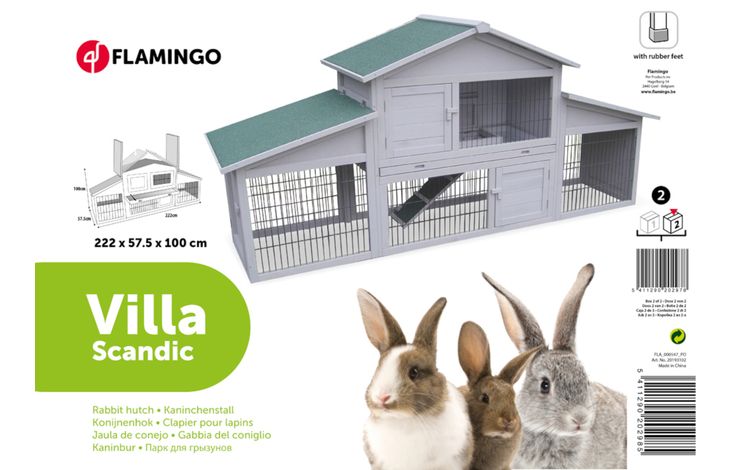 aangrenzend Panter weg Konijnenhok Villa Scandic Grijs | 201931 | Flamingo Pet Products