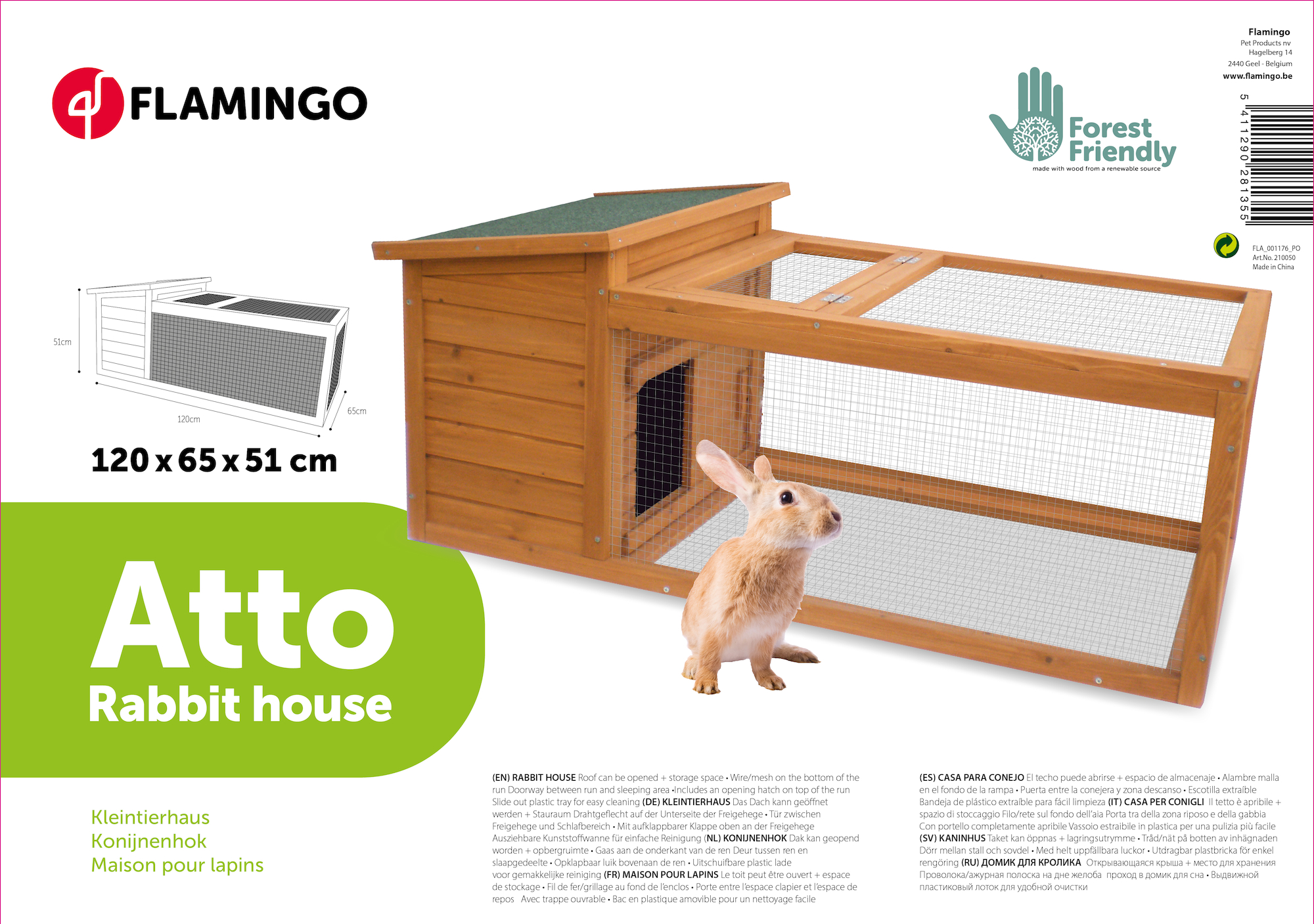 Flamingo Rabbit hutch Atto Classic Brown