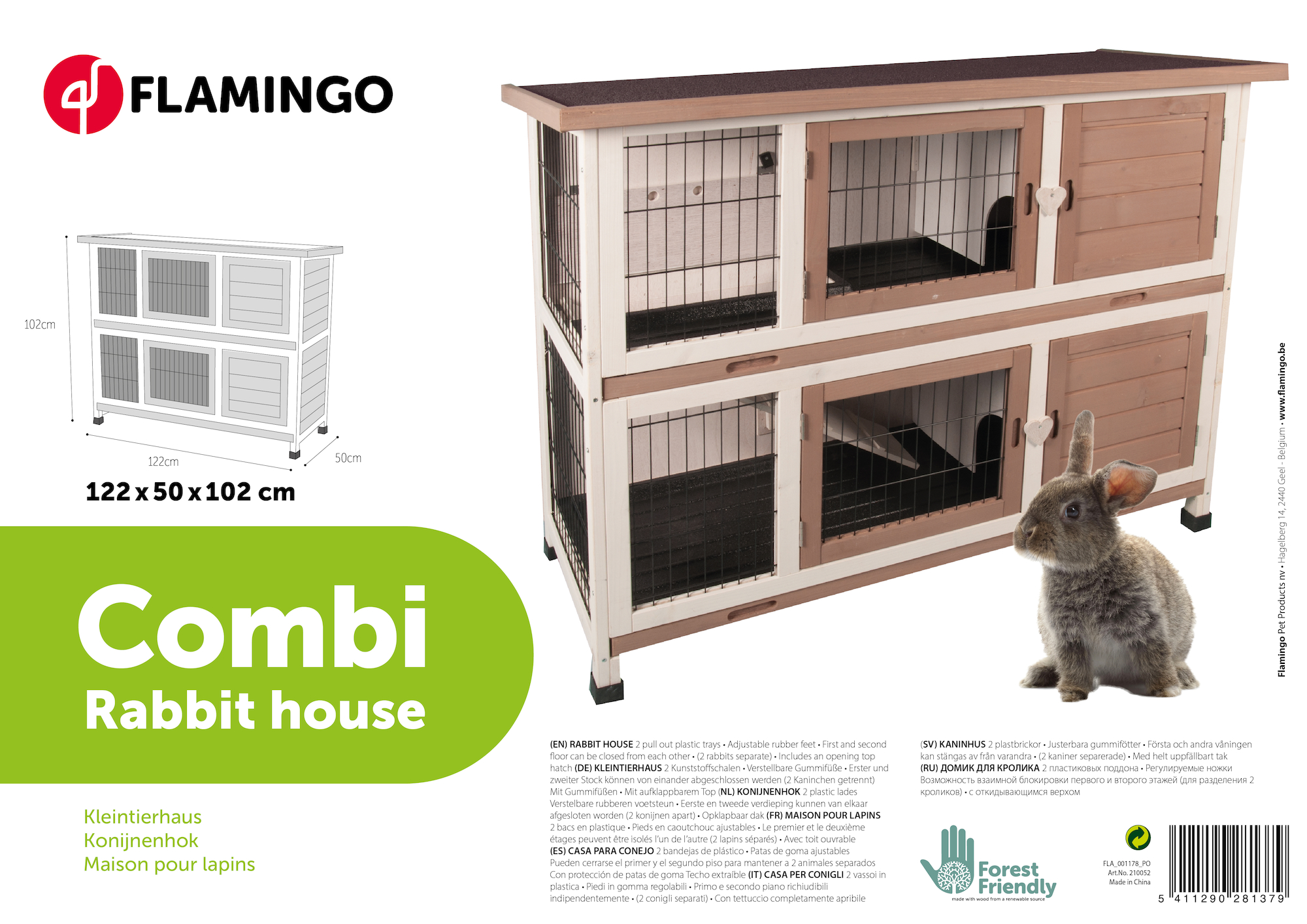 Flamingo Rabbit hutch Combi 2 Urban Brown