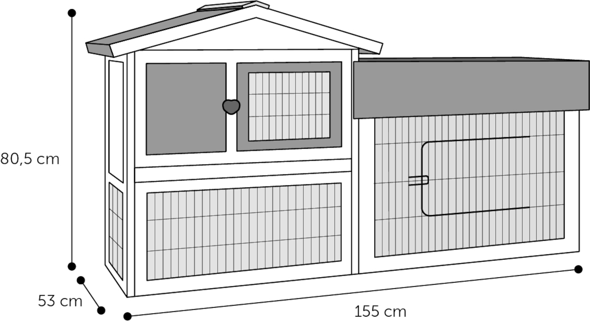 Flamingo Konijnenhok Aurora Rustic Grijs