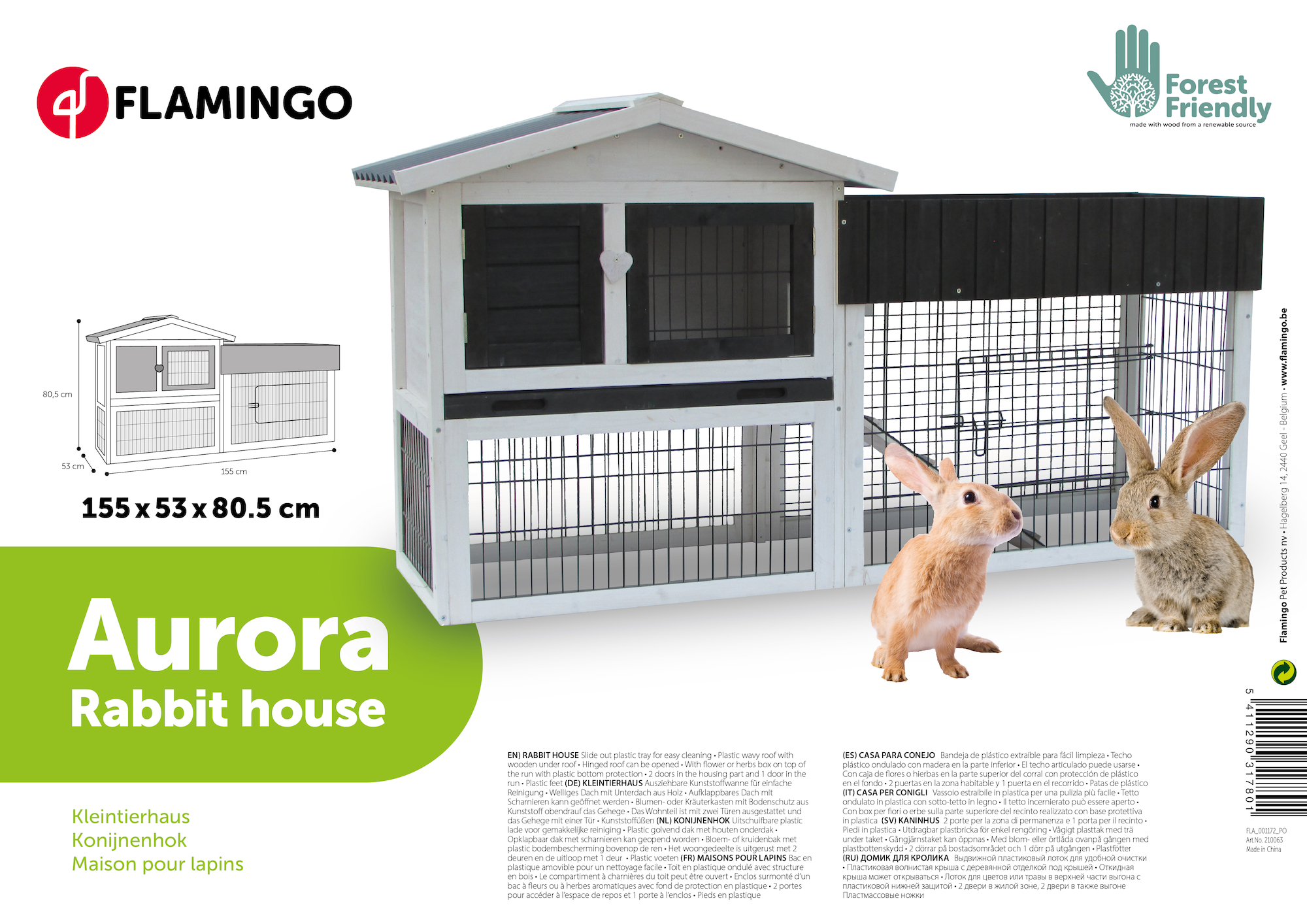 Flamingo Konijnenhok Aurora Rustic Grijs