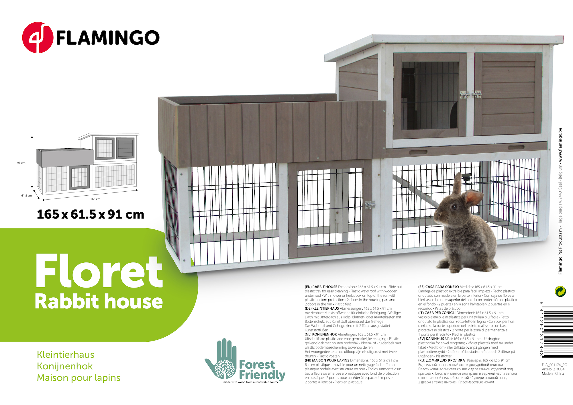 Flamingo Rabbit hutch Floret Urban Brown