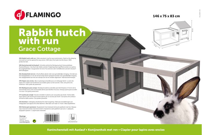 Flamingo Rabbit hutch Grace Cottage Grey