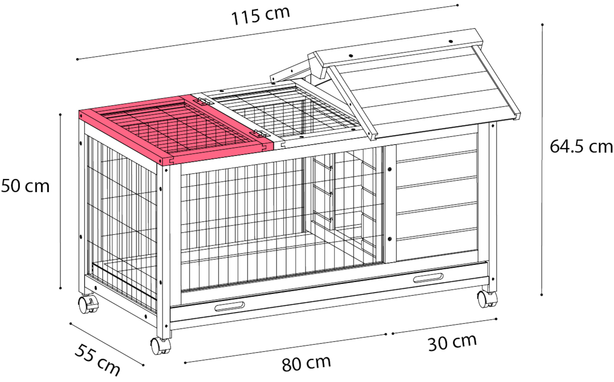 Flamingo Rabbit hutch Honey Rustic Grey