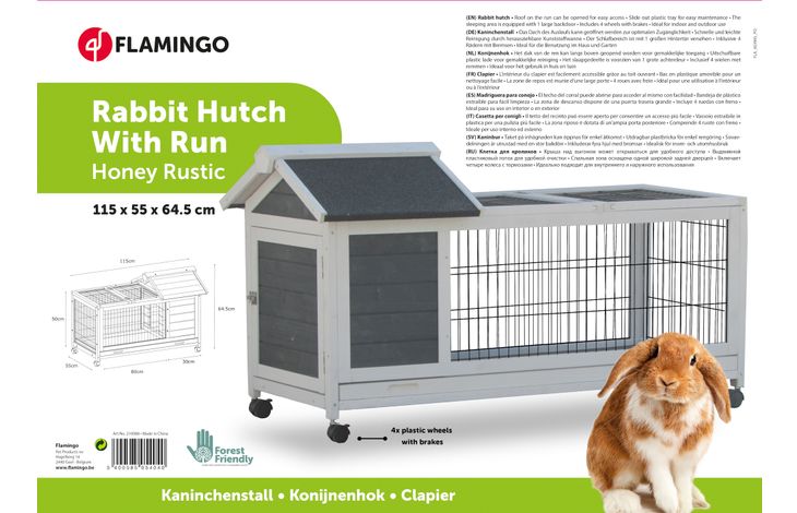 Flamingo Kaninchenstall Honey Rustic Grau