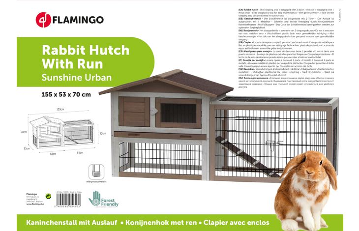Flamingo Konijnenhok Sunshine Urban Bruin