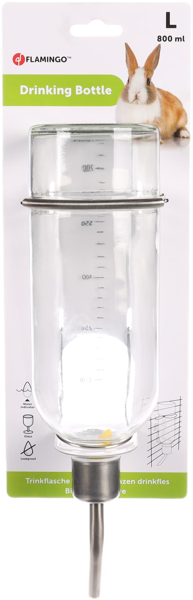 Flamingo Drinking bottle Athina Transparent & Silver