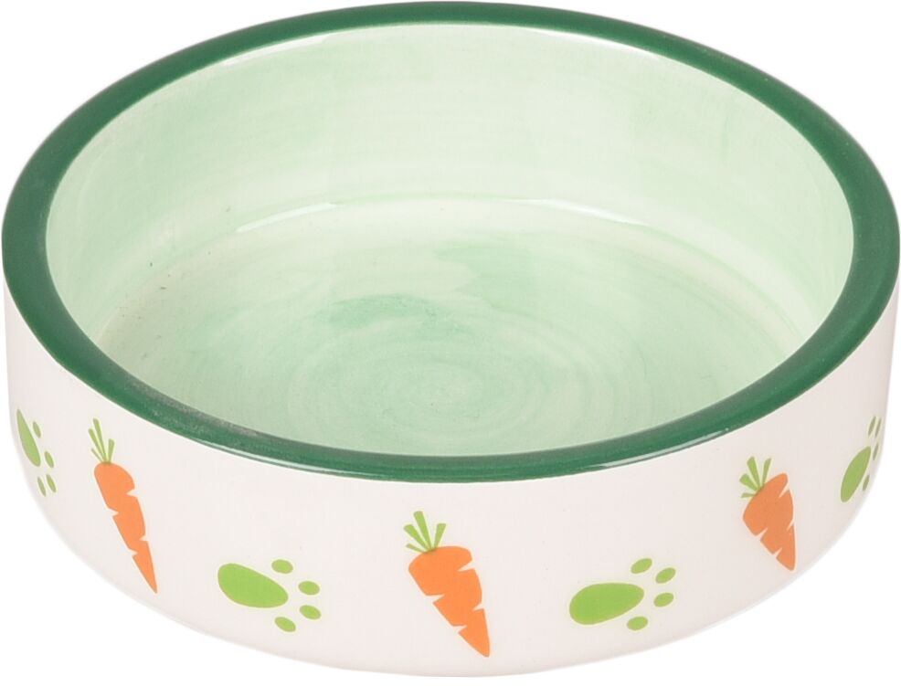 Flamingo Feeding and drinking bowl Iggy Round White & Green