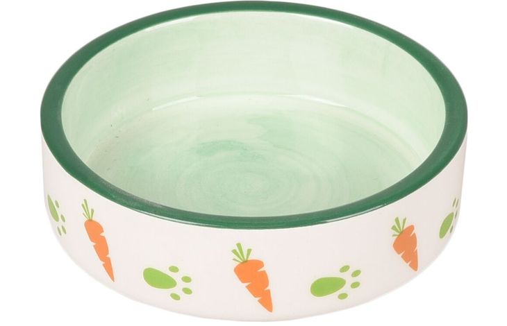 Flamingo Feeding and drinking bowl Iggy Round White & Green