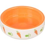 Feeding and drinking bowl Iggy Round White & Orange