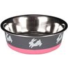 Feeding and drinking bowl Nelly Round Fuchsia & Grey & Silver