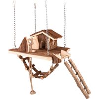 Flamingo Maison pour rongeur & Jouet Pure Home Milly Maison & Pont suspendu Brun