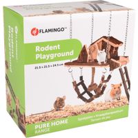 Flamingo Maison pour rongeur & Jouet Pure Home Milly Maison & Pont suspendu Brun