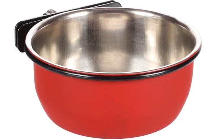 Flamingo Feeding and drinking bowl Avaro Round Black & Red & Silver