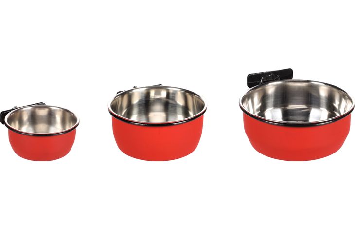 Flamingo Feeding and drinking bowl Avaro Round Black & Red & Silver