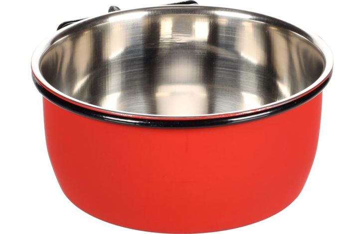 Flamingo Feeding and drinking bowl Avaro Round Black & Red & Silver