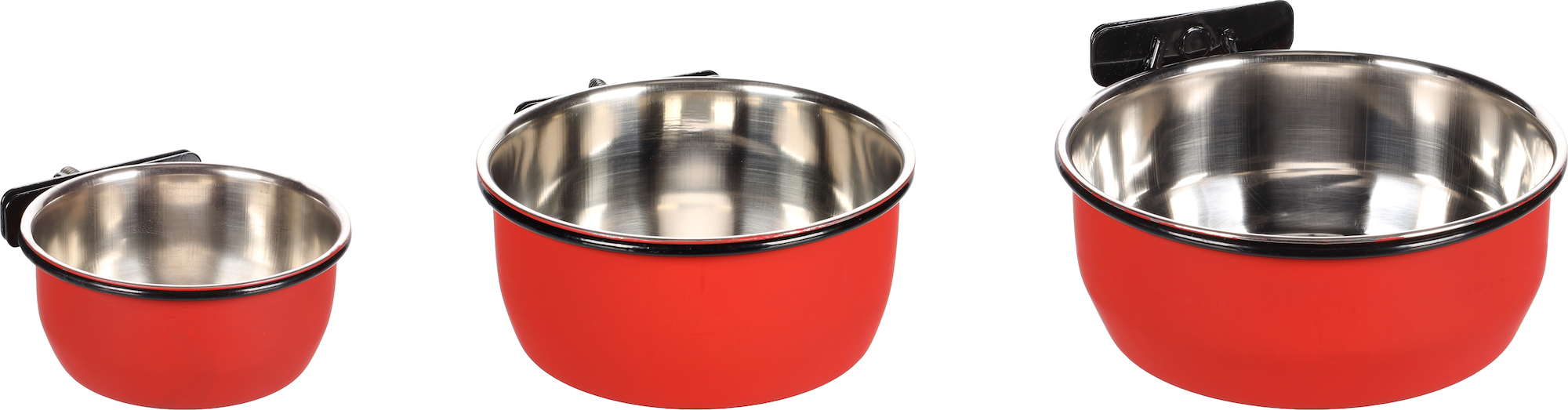 Flamingo Feeding and drinking bowl Avaro Round Black & Red & Silver