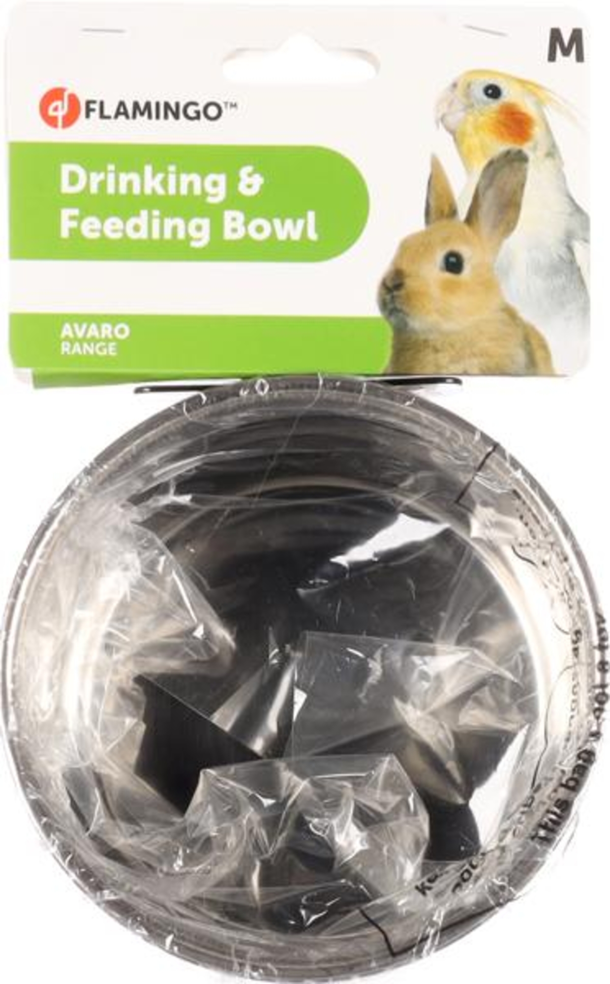 Flamingo Feeding and drinking bowl Avaro Round Black & Red & Silver