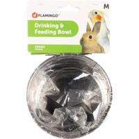 Flamingo Feeding and drinking bowl Avaro Round Black & Red & Silver