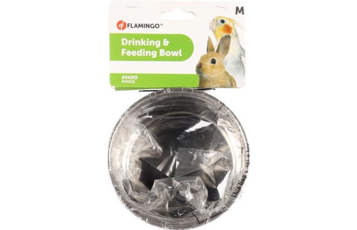 Flamingo Feeding and drinking bowl Avaro Round Black & Red & Silver