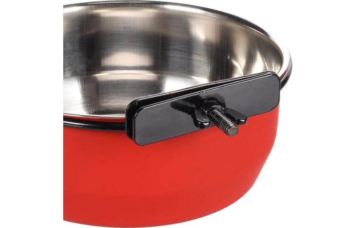 Flamingo Gamelle pour la nourriture et l'eau Avaro Rond Noir & Rouge & Argent