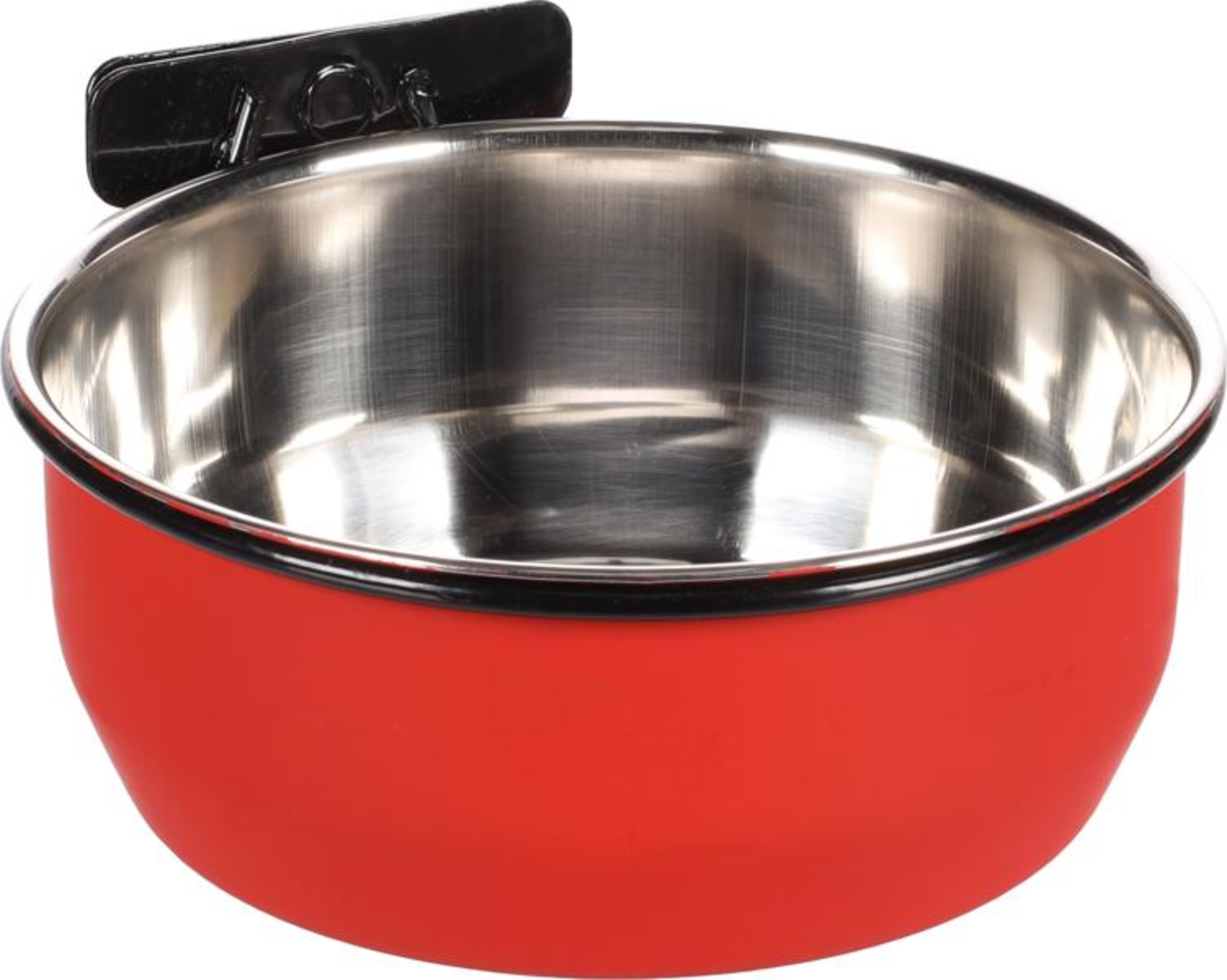 Flamingo Gamelle pour la nourriture et l'eau Avaro Rond Noir & Rouge & Argent