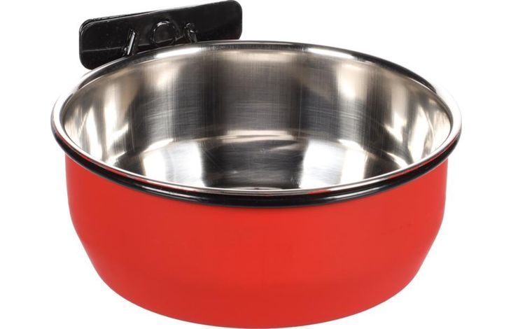 Flamingo Gamelle pour la nourriture et l'eau Avaro Rond Noir & Rouge & Argent