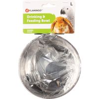 Flamingo Gamelle pour la nourriture et l'eau Avaro Rond Noir & Rouge & Argent