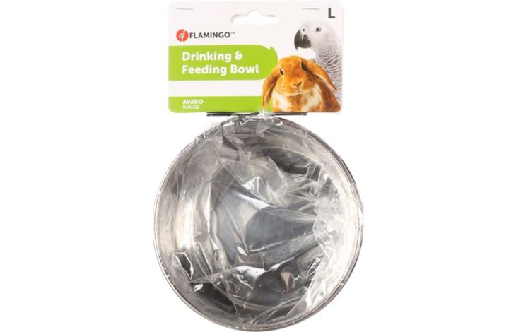 Flamingo Gamelle pour la nourriture et l'eau Avaro Rond Noir & Rouge & Argent