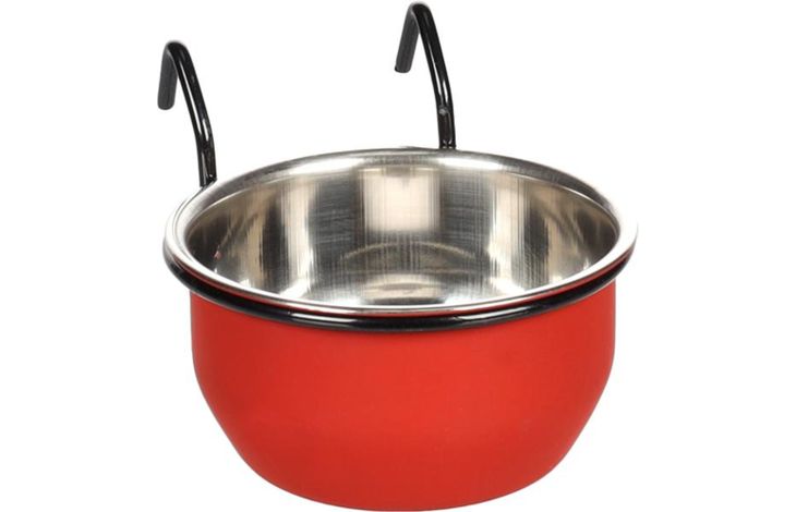 Flamingo Feeding and drinking bowl Avaro Round Red & Silver