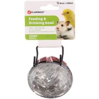 Flamingo Feeding and drinking bowl Avaro Round Red & Silver