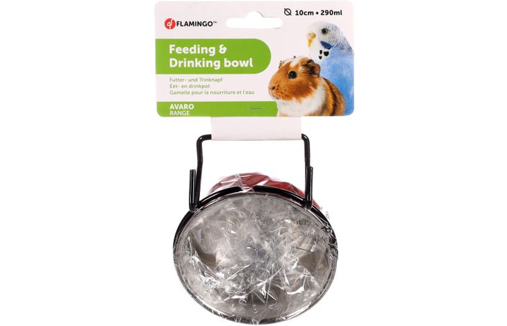 Flamingo Eet- en drinkpot Avaro Rond Rood & Zilver