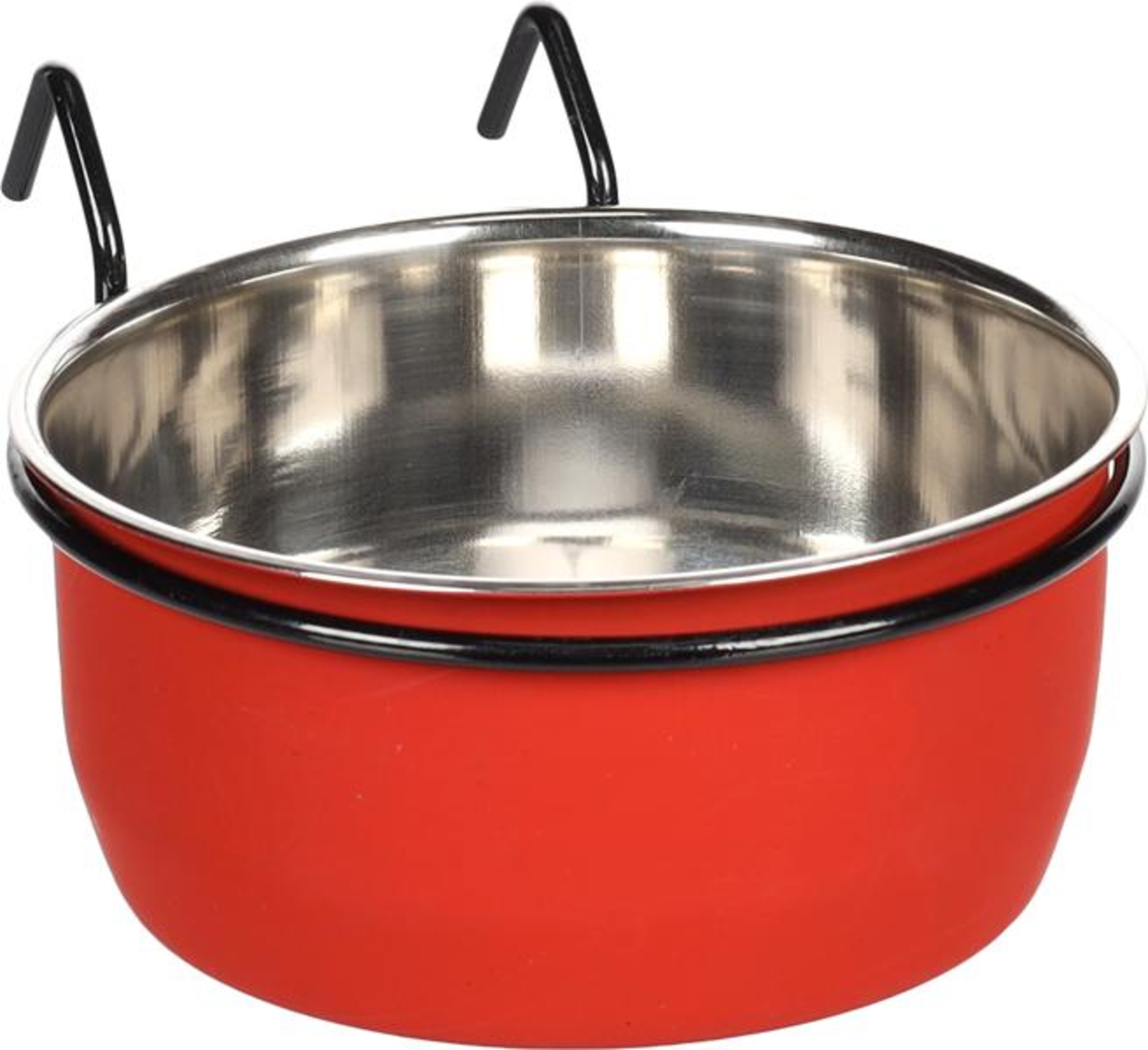 Flamingo Feeding and drinking bowl Avaro Round Red & Silver