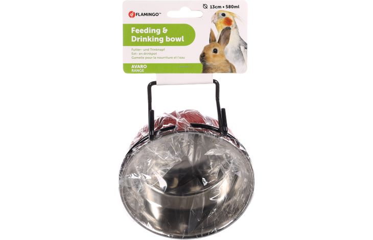 Flamingo Eet- en drinkpot Avaro Rond Rood & Zilver