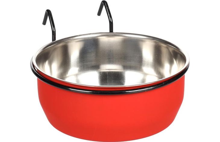 Flamingo Feeding and drinking bowl Avaro Round Red & Silver