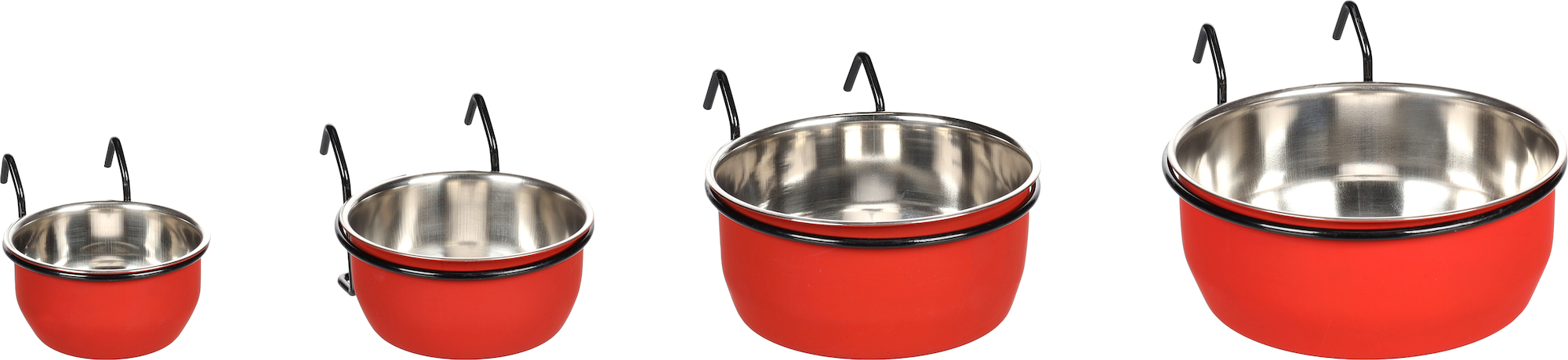 Flamingo Feeding and drinking bowl Avaro Round Red & Silver