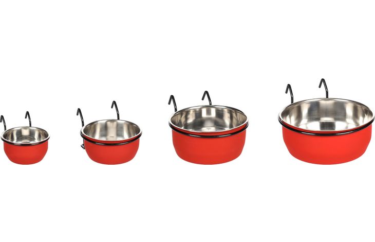 Flamingo Feeding and drinking bowl Avaro Round Red & Silver